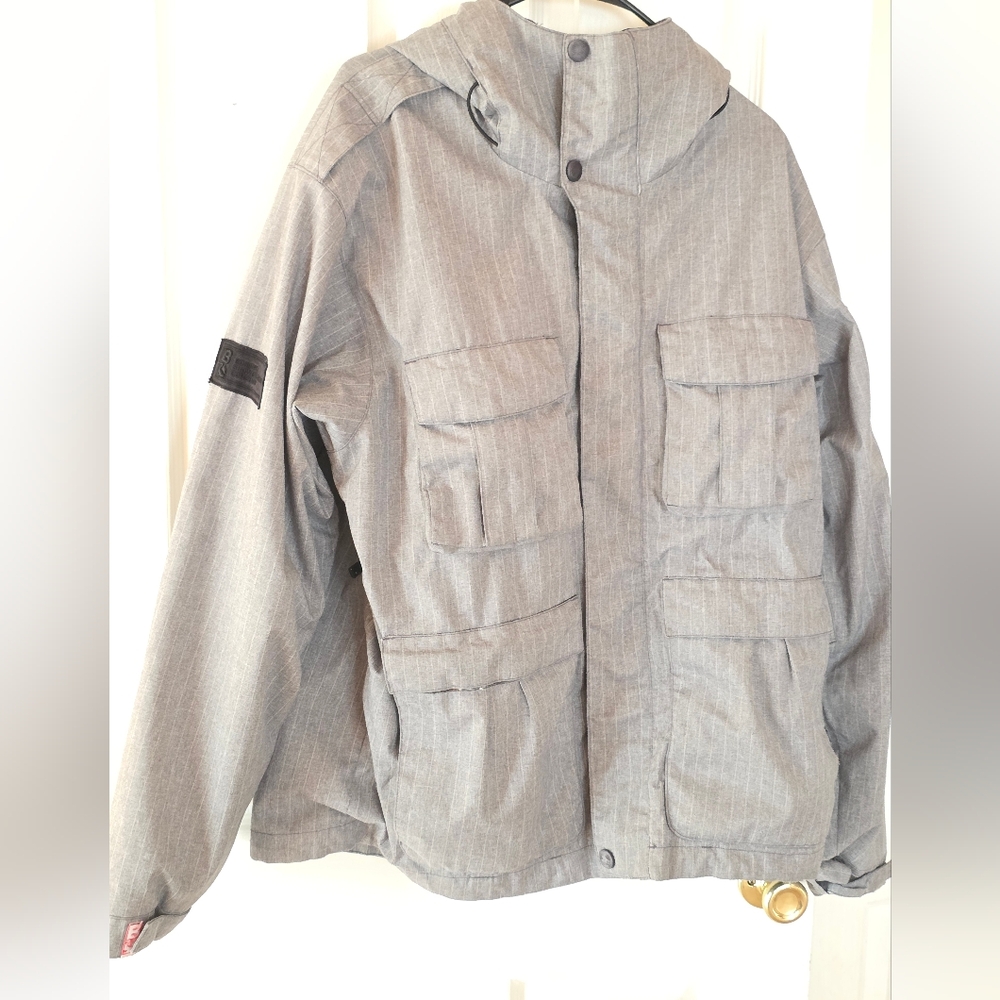 Bonfire Men's Gray Hooded Snowboarding Jacket. Sz L